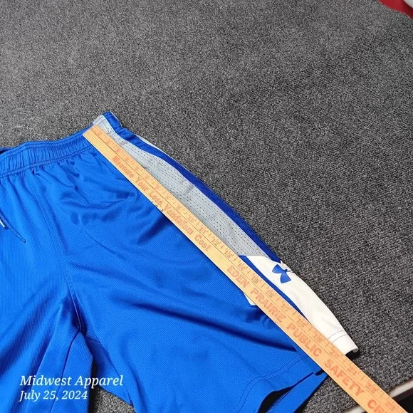 Under Armour Shorts Men Small Blue Basketball Athletic Stretch Drawstring Casual - Picture 7 of 9